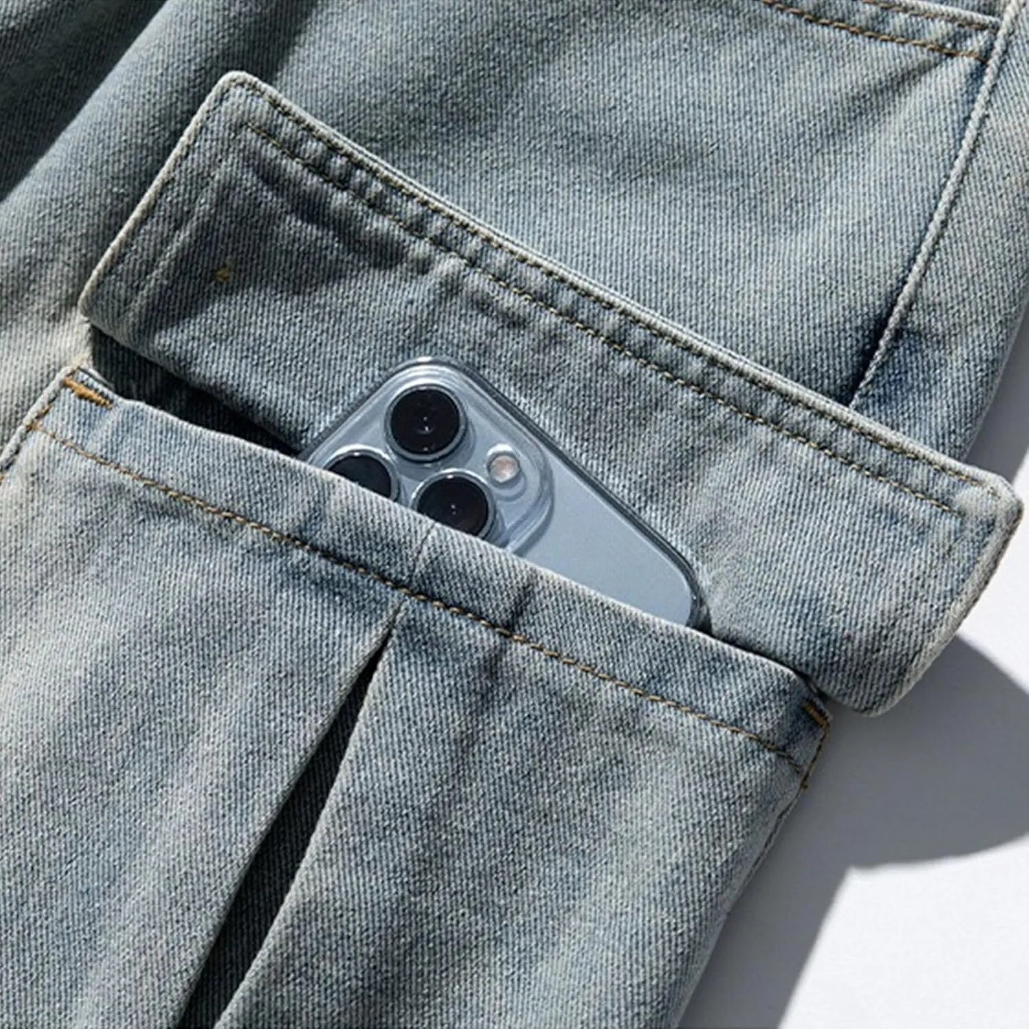 Men's Casual Loose Cargo Jeans Baggy Straight Leg Denim Pants for Men Fashion Hip Hop Jeans with Multi Pockets