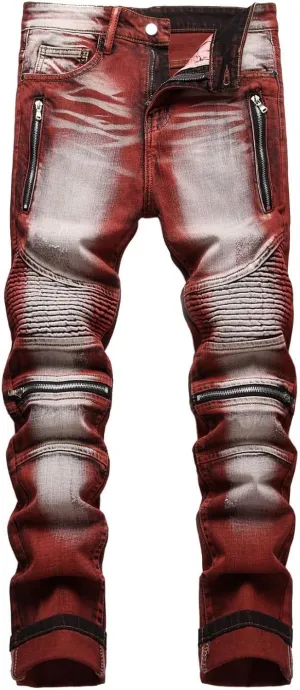Men's Classic Multi-Pocket Ripped Jeans Straight Leg Plus Size Fashion Pants Fit Cotton Jean Jeans Man Mens Straight