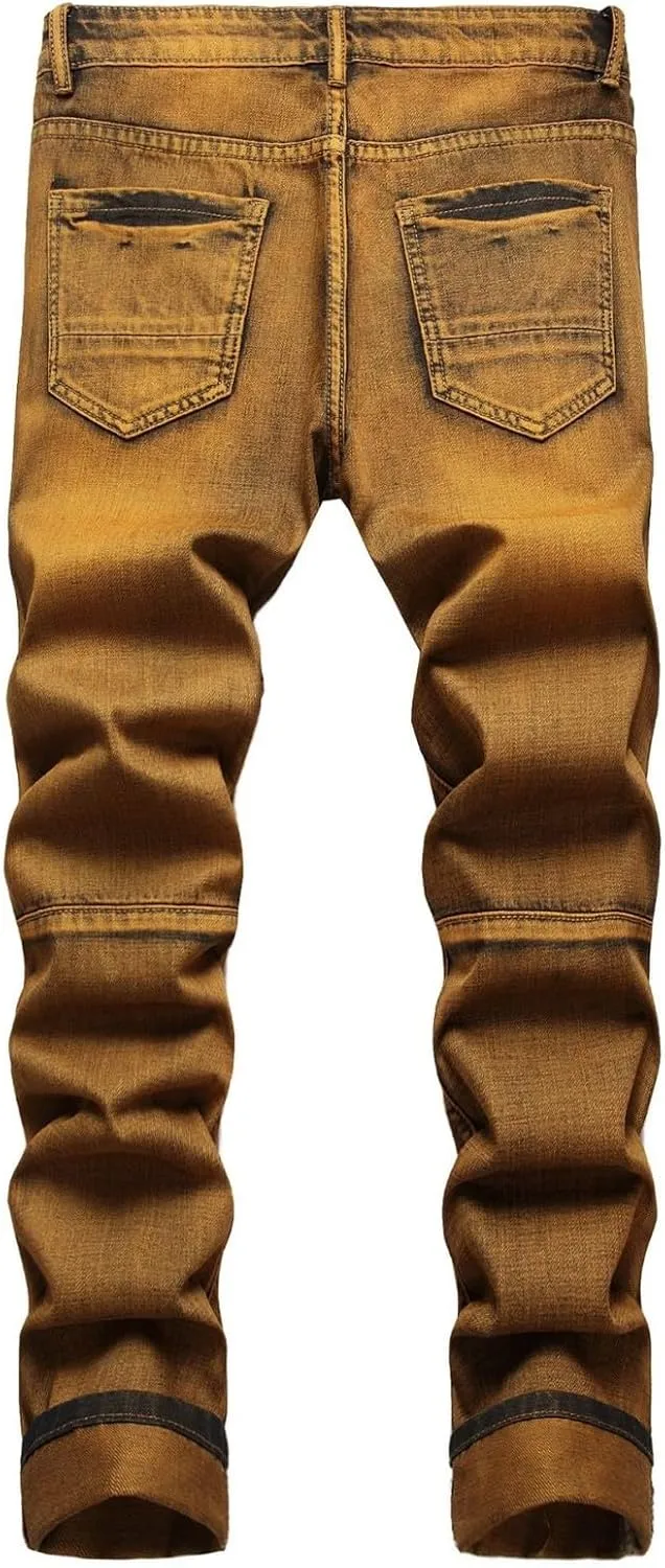Men's Classic Relaxed Fit Jeans Straight Leg Plus Size Fashion Pants Comfy Fashion Denim Stretch Fit Blue Jeans for