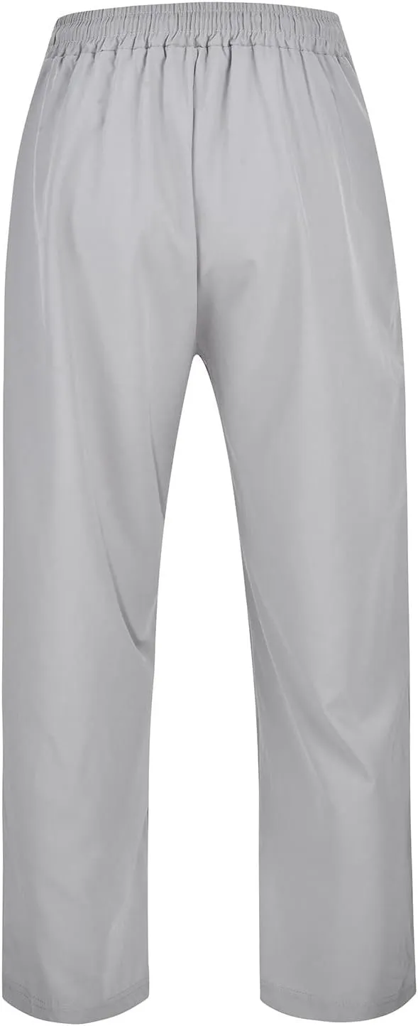 Men's Cotton Linen Pants Stretch Elastic Waist Joggers Relaxed Fit Overalls Hiking Hunting Work Trousers