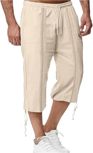Men's Hawaiian Bermuda Shorts Elastic Waist Drawstring Pant Breathable Soft Shorts Summer Beach Vacation Shorts