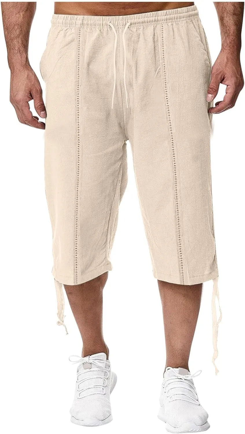 Men's Hawaiian Bermuda Shorts Elastic Waist Drawstring Pant Breathable Soft Shorts Summer Beach Vacation Shorts