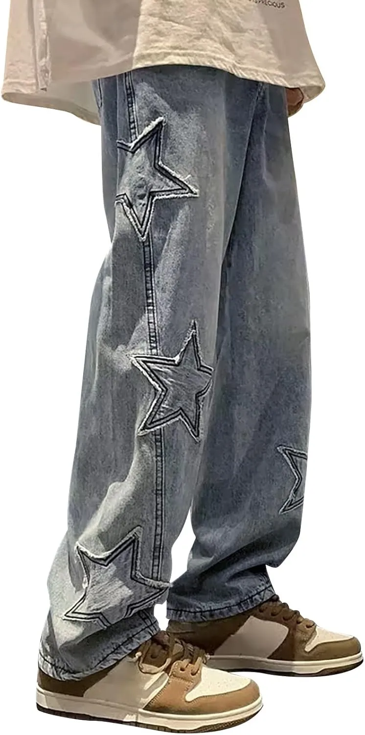 Mens Jeans Comfort Stretch Denim Straight Leg Relaxed Fit Jeans for Men Taper Jean Dark Blue Jeans for Men Jean