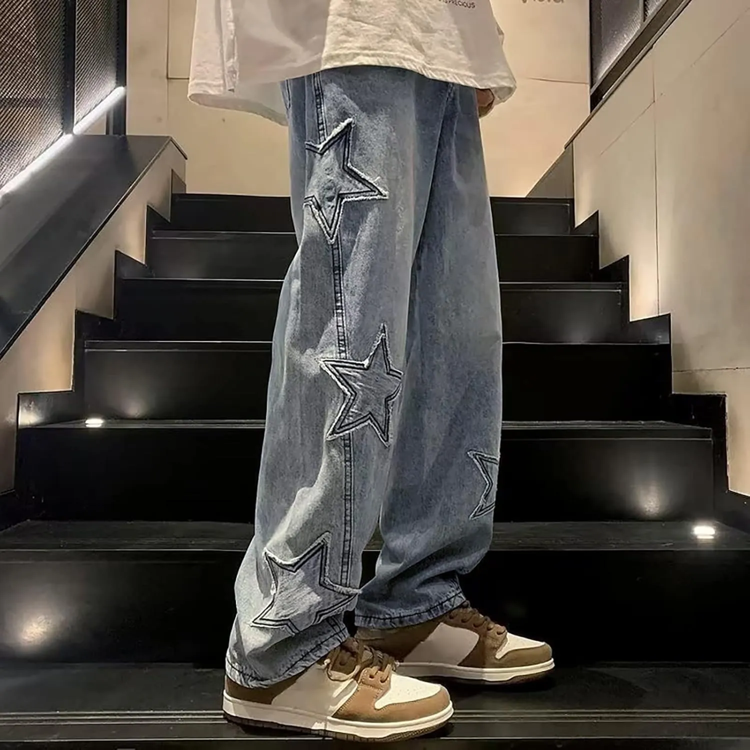 Mens Jeans Comfort Stretch Denim Straight Leg Relaxed Fit Jeans for Men Taper Jean Dark Blue Jeans for Men Jean