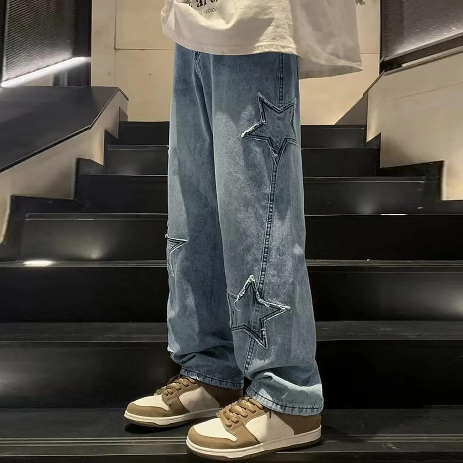 Mens Jeans Pants Stretch Denim Straight Leg Relaxed Fit Jeans for Men Flat Front Hidden Comfort Waistband Pant Jeans