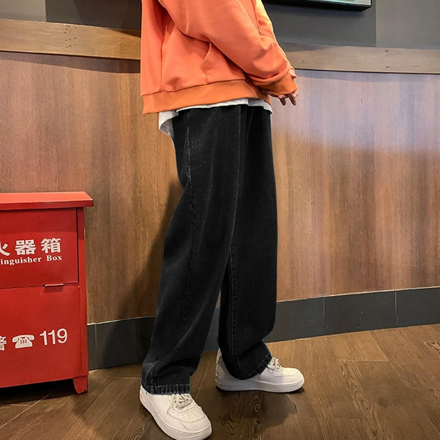 Mens Jeans Pants Stretch Denim Straight Leg Relaxed Fit Jeans for Men Flat Front Hidden Comfort Waistband Pant Jeans