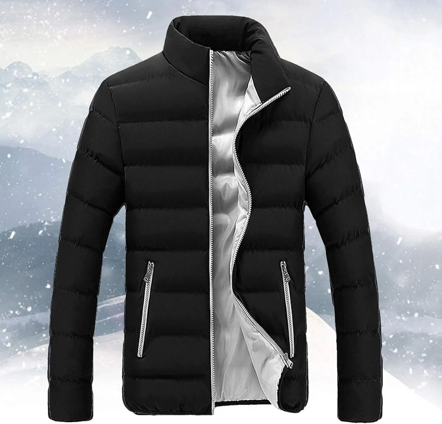 Men's Lightweight Puffer Jacket Hooded Coat Bubble Warm Jacket Men ThiCasual Winter Windproof Insulated Jacket