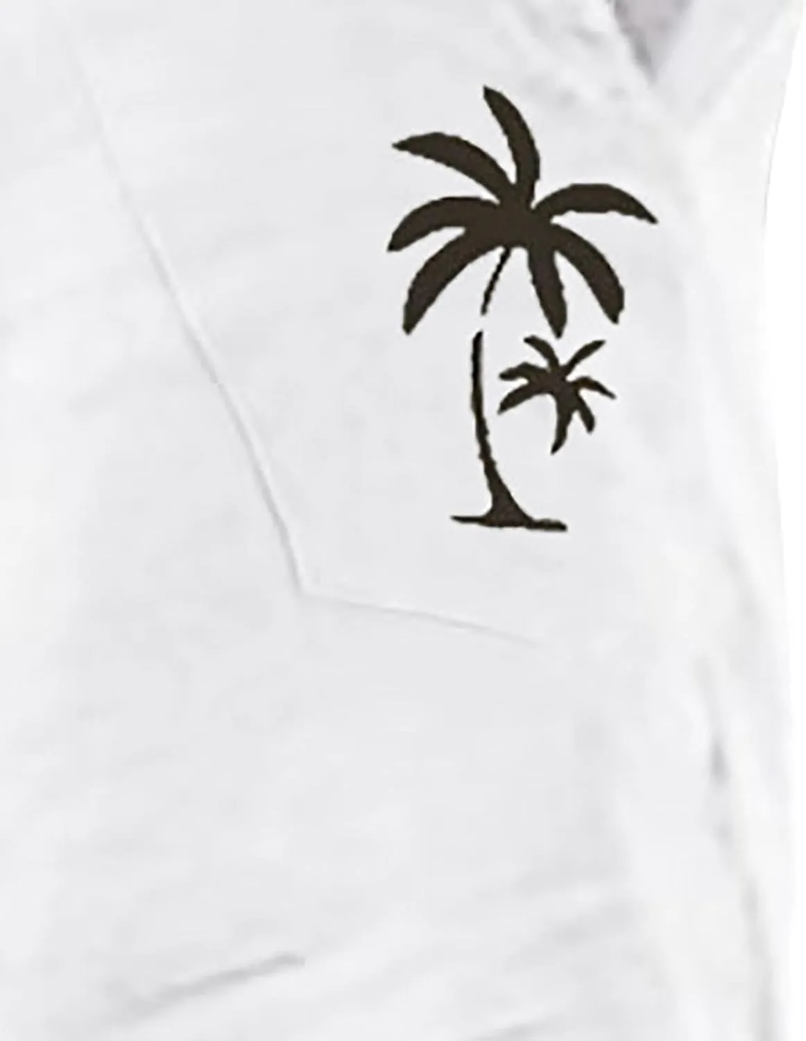 Men's Linen Shorts Casual Elastic Waist Drawstring Palm Tree Print Summer Beach Vacation Golf Shorts with Pockets