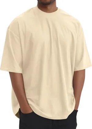 Mens Oversize Pullover Solid Color Casual Tees Fashion Drop Shoulder Short Sleeve Tshirts