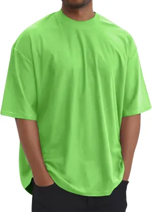 Mens Oversize Pullover Solid Color Casual Tees Fashion Drop Shoulder Short Sleeve Tshirts