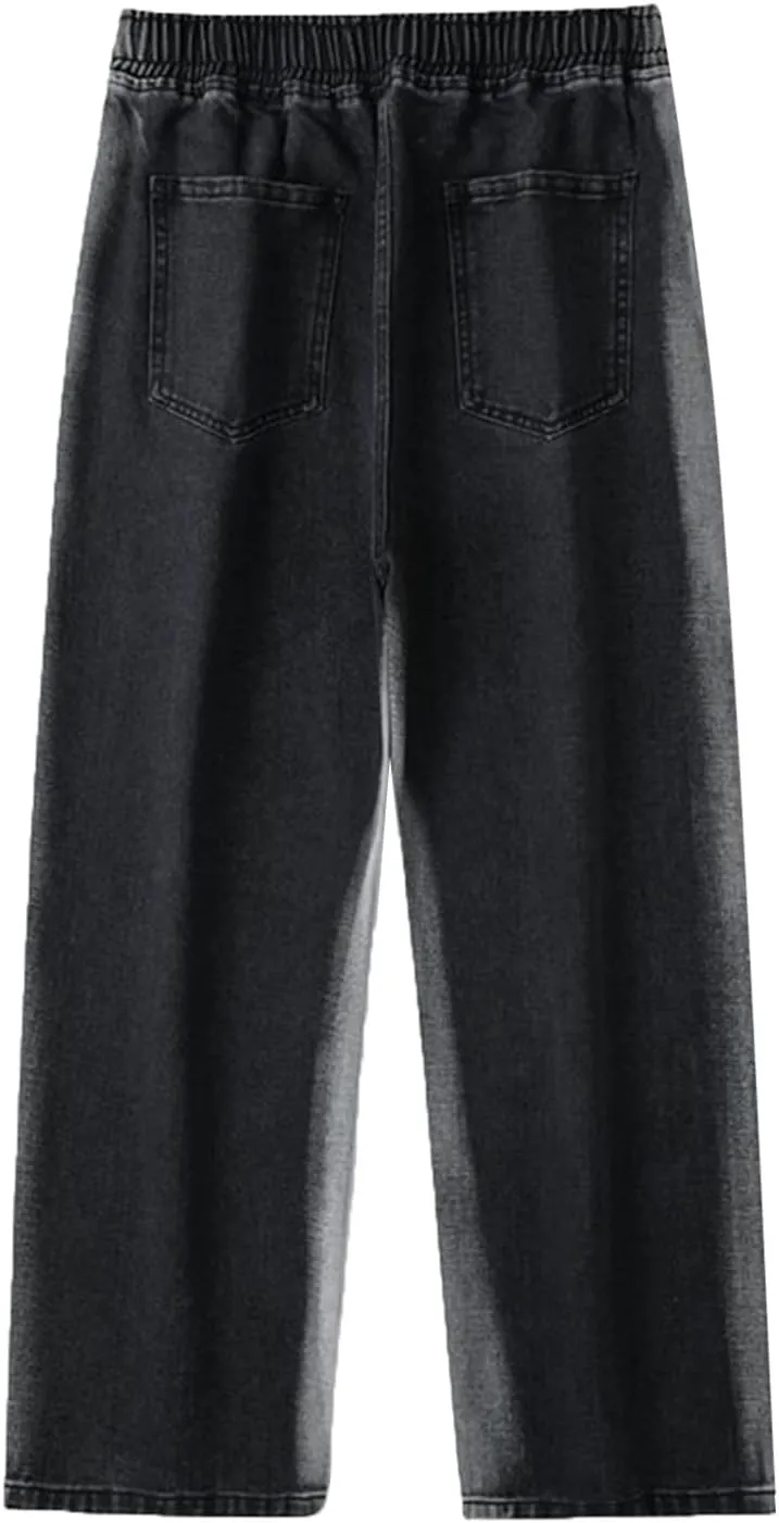 Men's Regular Fit Comfort Jean Workwear Jeans Straight Pants Washed Old Loose Fashion Casual Jeans Cut Jeans for Man