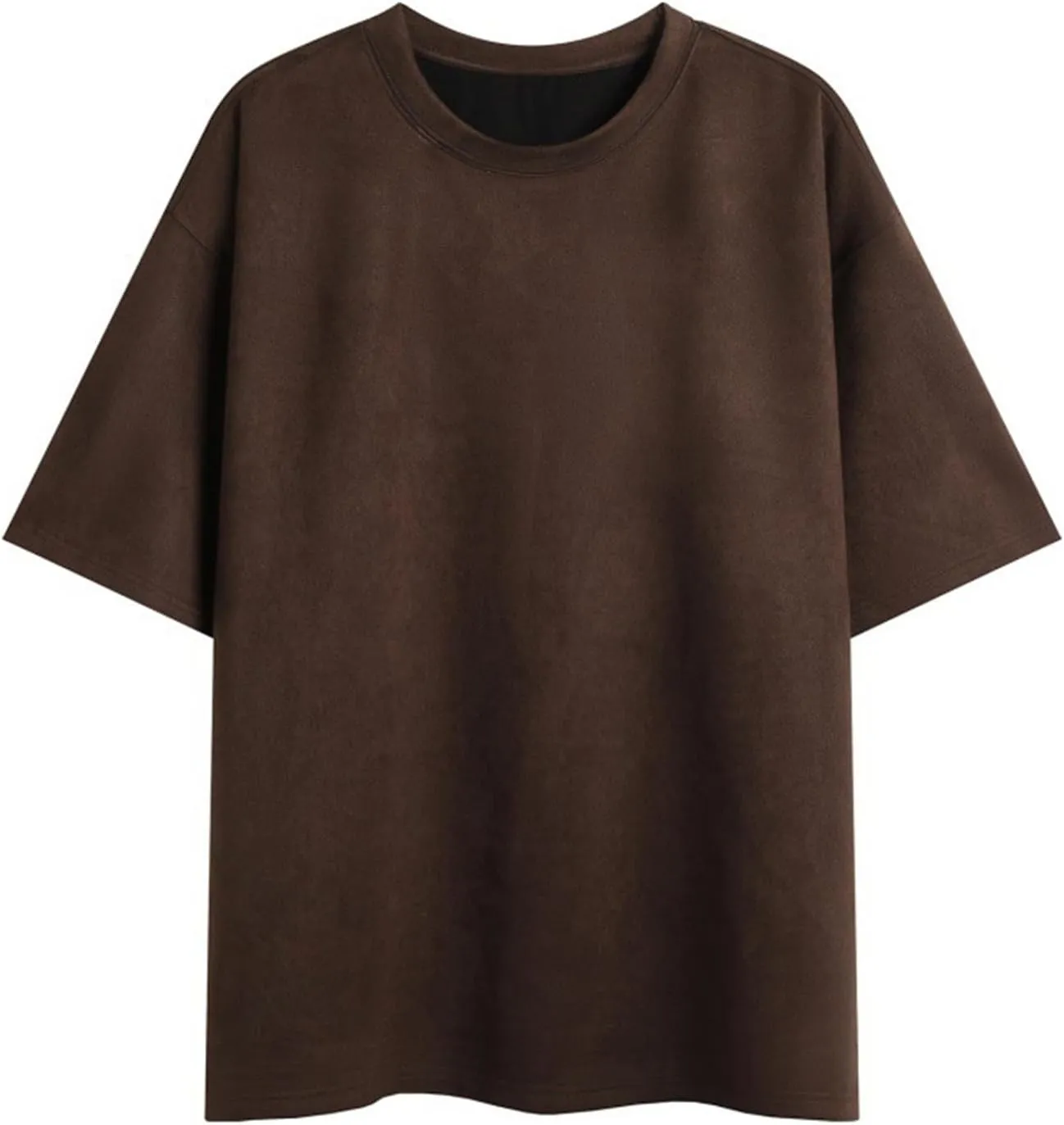 Mens Suede Tshirts Short Sleeve Solid Color Round Neck Relaxed Fit Shirts Lightweight Breathable Lounge Dating Casual Tees