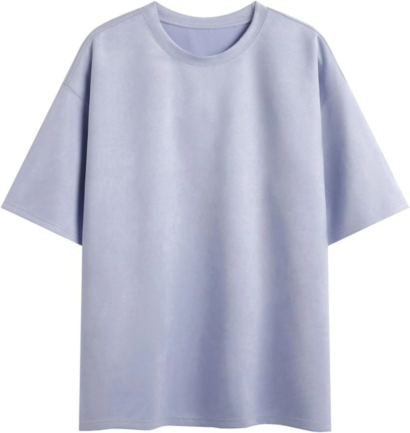 Mens Suede Tshirts Short Sleeve Solid Color Round Neck Relaxed Fit Shirts Lightweight Breathable Lounge Dating Casual Tees