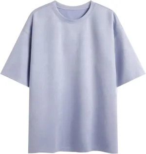 Mens Suede Tshirts Short Sleeve Solid Color Round Neck Relaxed Fit Shirts Lightweight Breathable Lounge Dating Casual Tees