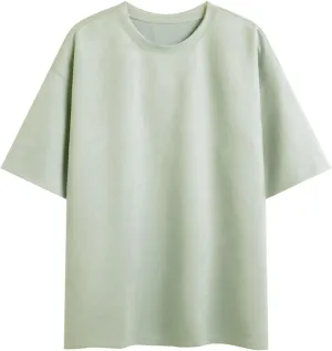Mens Suede Tshirts Short Sleeve Solid Color Round Neck Relaxed Fit Shirts Lightweight Breathable Lounge Dating Casual Tees