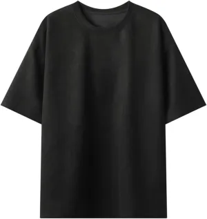Mens Suede Tshirts Short Sleeve Solid Color Round Neck Relaxed Fit Shirts Lightweight Breathable Lounge Dating Casual Tees