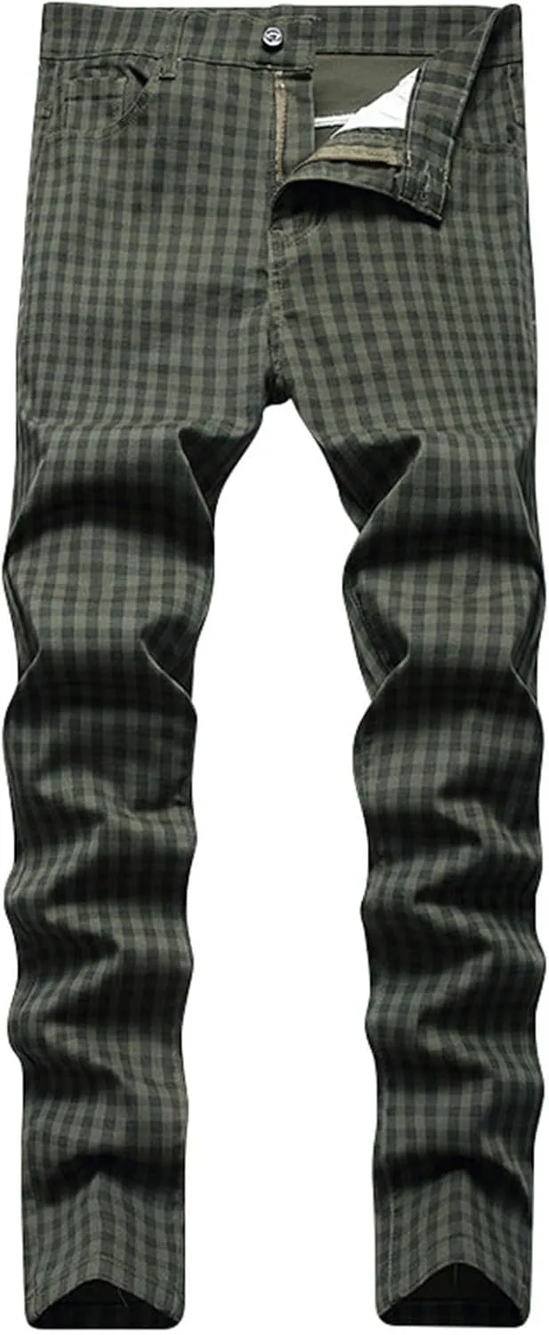 Men's Trousers Slim Casual Fit Ripped Straight Leg Plus Size Fashion Pants Middle Waist Denim Long Pants Mens Jeans