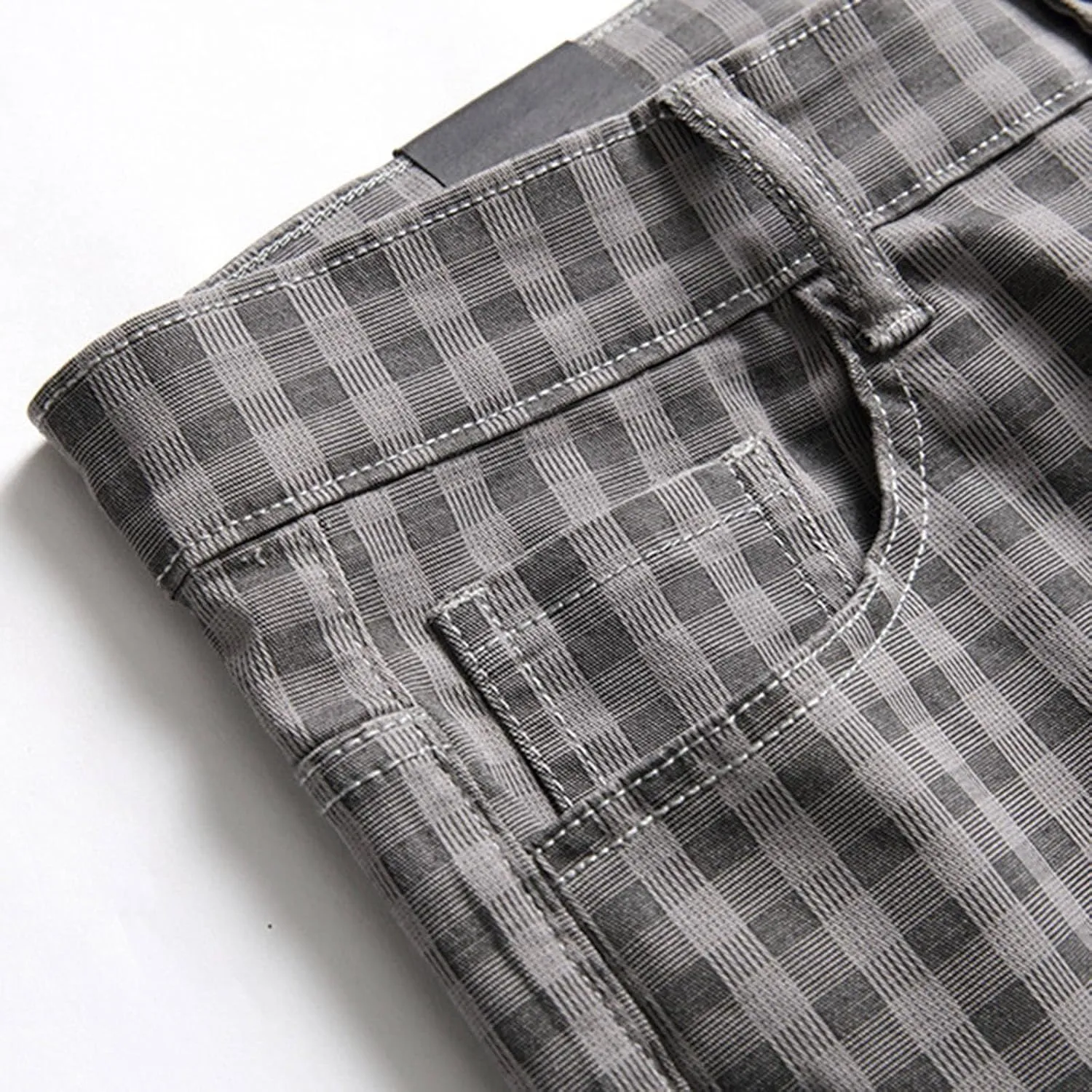 Men's Trousers Slim Casual Fit Ripped Straight Leg Plus Size Fashion Pants Middle Waist Denim Long Pants Mens Jeans