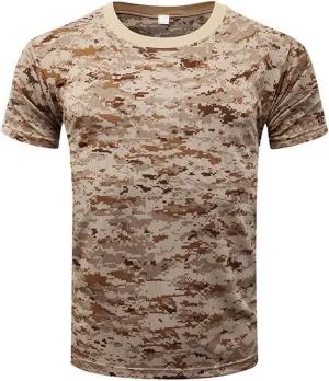 Men's Vintage Camouflage T-Shirt Quick Dry Sports Fitness Lightweight Slim Fit Short Sleeve Military Crewneck Top Casual Tees