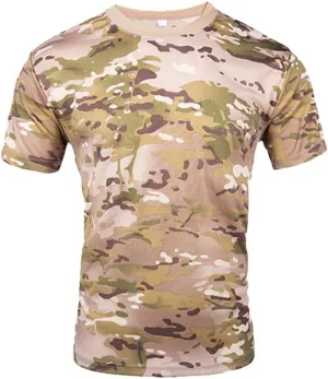 Men's Vintage Camouflage T-Shirt Quick Dry Sports Fitness Lightweight Slim Fit Short Sleeve Military Crewneck Top Casual Tees
