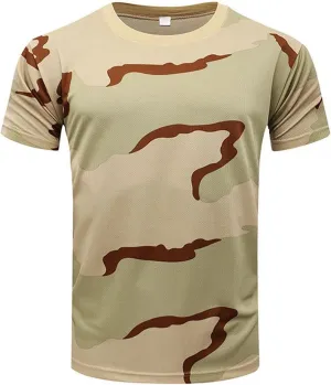 Men's Vintage Camouflage T-Shirt Quick Dry Sports Fitness Lightweight Slim Fit Short Sleeve Military Crewneck Top Casual Tees