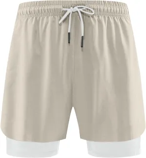 Men's Workout Running Shorts Athletic Elastic Waist Drawstring Shorts Solid Lightweight Gym Outdoor Pants
