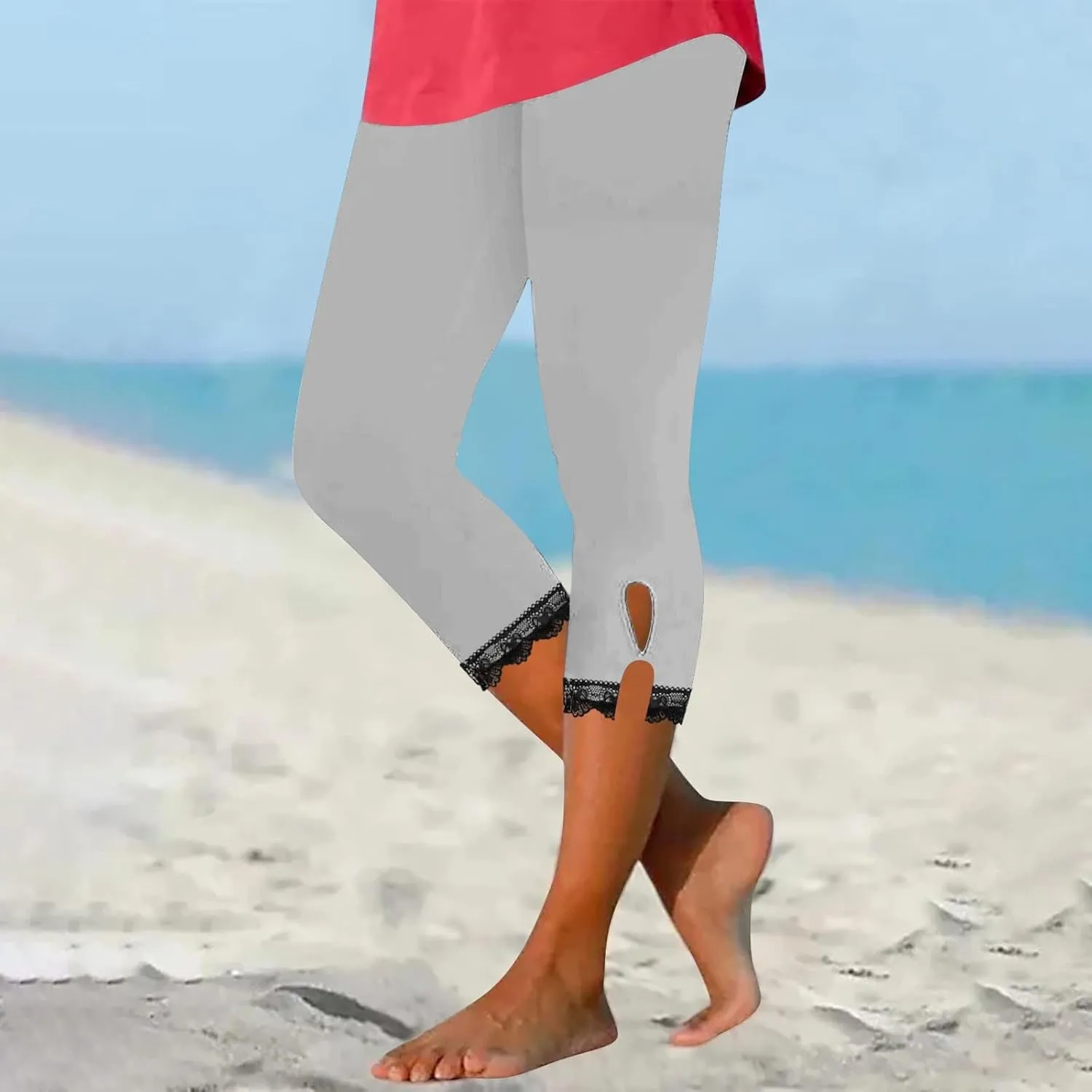 Omens Capris for Summer Dressy Cropped High Waist Yoga Pants Comfy Stretchy Leggings Workout Compression Pant