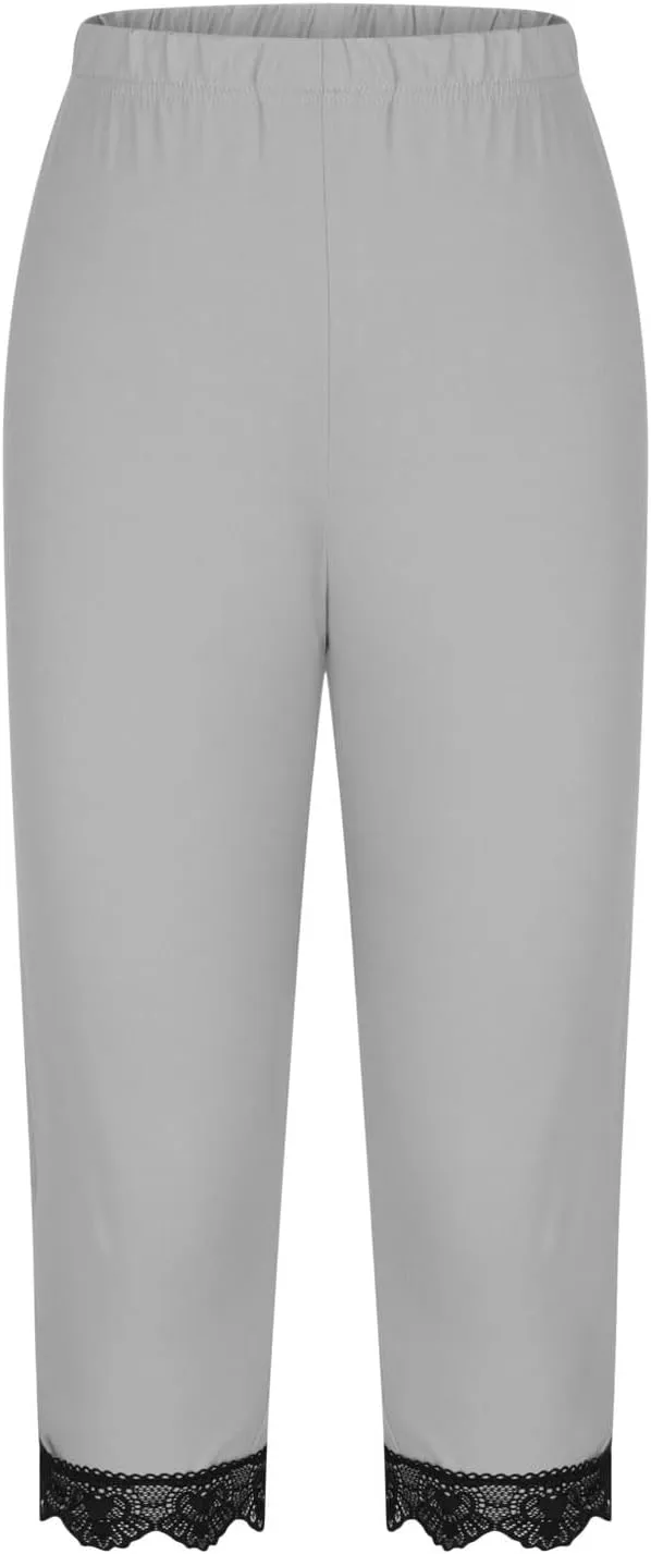 Omens Capris for Summer Dressy Cropped High Waist Yoga Pants Comfy Stretchy Leggings Workout Compression Pant