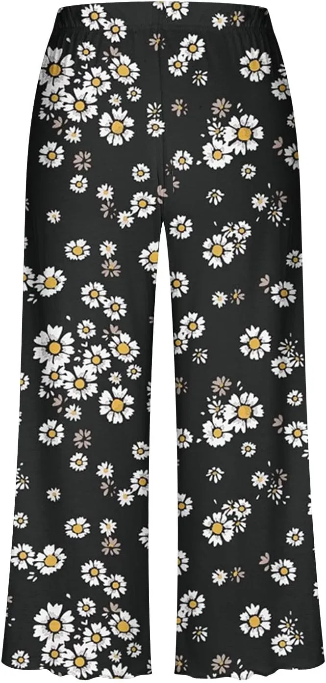 Pajamas for Women 2023 Set Short Sleeve Capri Pajamas Ladies Soft Comfy Pjs Summer Lounge Sleepwear Set With Pockets