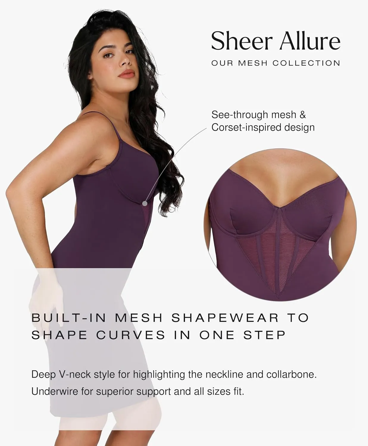 Popilush Shapewear Dress Corset Dress Mesh Bodycon Dresses for Women Slip Dress Party Midi Dresses Club Outfits