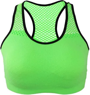 Racerback Sports Bras for Women Wirefree Quick Dry Mesh Back Push Up High Impact Support for Yoga Gym Workout Fitness