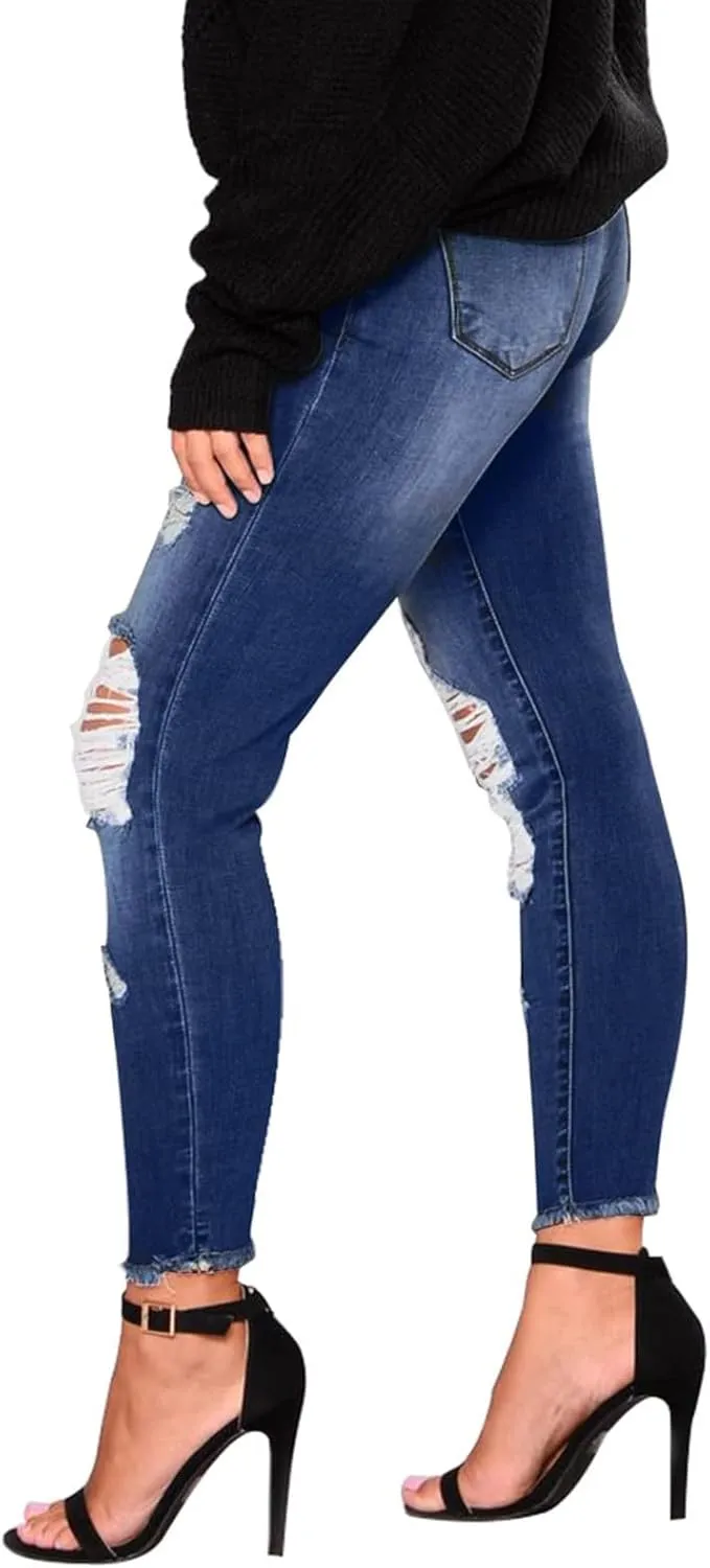 Ripped Jeans Womens Fall Fashion 2024 Trendy Stretchy Skinny Jeans Boyfriend Distressed Jeans Destroyed Denim Jeggings