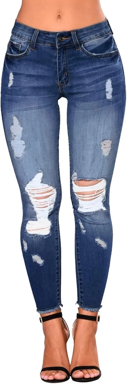 Ripped Jeans Womens Fall Fashion 2024 Trendy Stretchy Skinny Jeans Boyfriend Distressed Jeans Destroyed Denim Jeggings