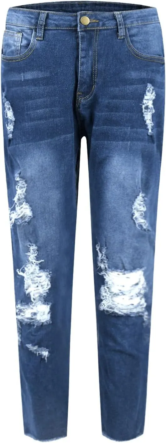 Ripped Jeans Womens Fall Fashion 2024 Trendy Stretchy Skinny Jeans Boyfriend Distressed Jeans Destroyed Denim Jeggings