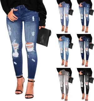 Ripped Jeans Womens Fall Fashion 2024 Trendy Stretchy Skinny Jeans Boyfriend Distressed Jeans Destroyed Denim Jeggings