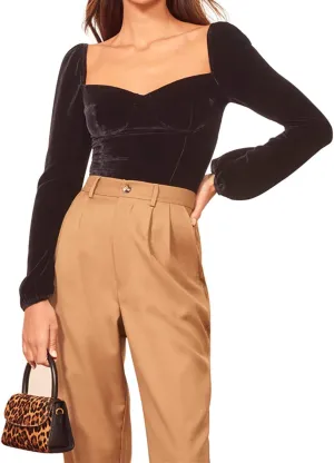 R.Vivimos Women's Fall Velvet Long Sleeves Square Neckline Casual Vintage Crop Tops Blouse