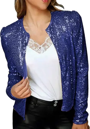 SHAOBGE Women's Fashion Color Matching Sequin Short Casual Women's Coat Womens Light Sweaters