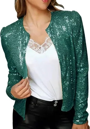 SHAOBGE Women's Fashion Color Matching Sequin Short Casual Women's Coat Womens Light Sweaters