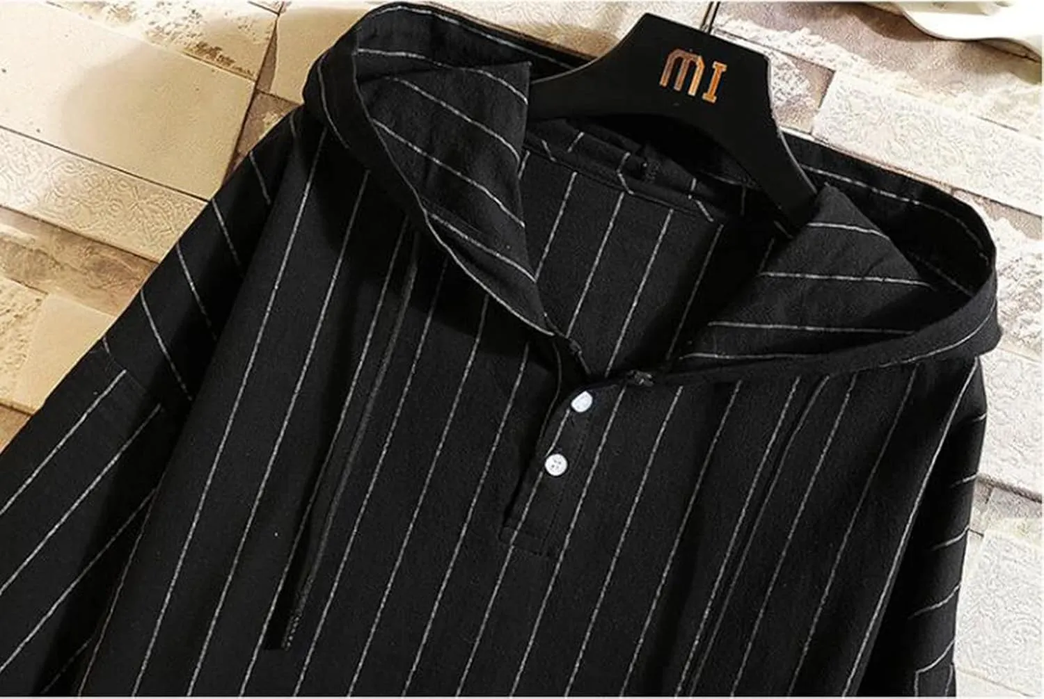 Short Sleeve Hoodies for Men Button Down Collar Striped Shirts Hooded Summer Hawaiian Beach Pullover Tops Casual Tees
