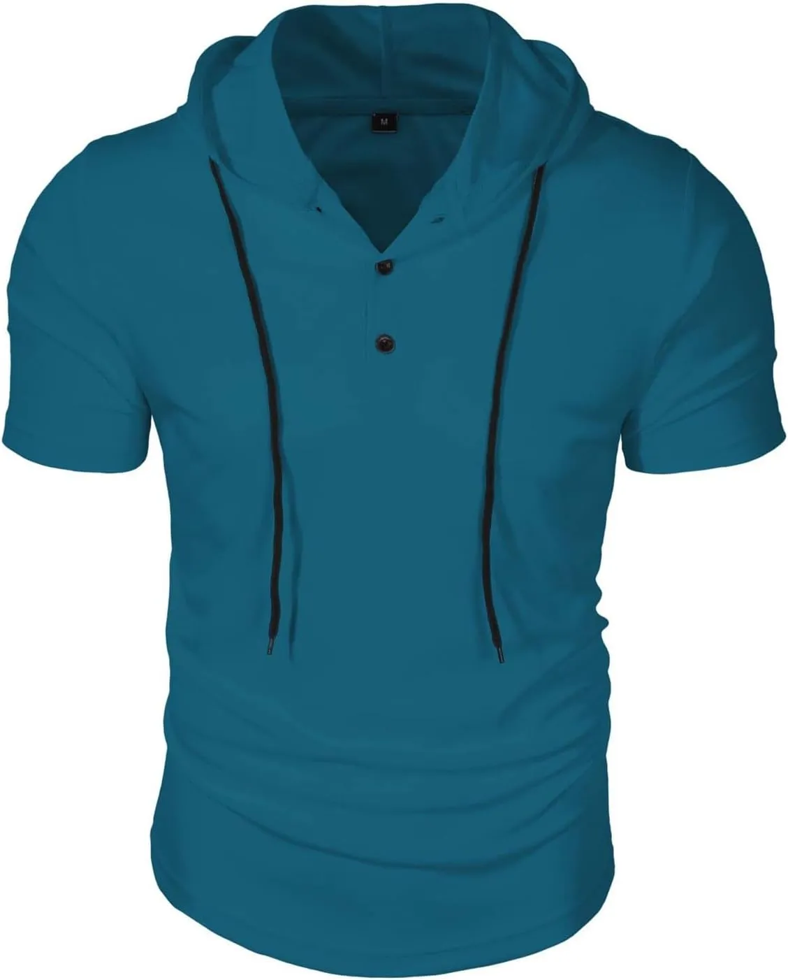 Short Sleeve Hoodies for Men Summer Button Down Tshirts Shirts Hooded Henley V Neck Pullover Tops 2025 Casual Tees