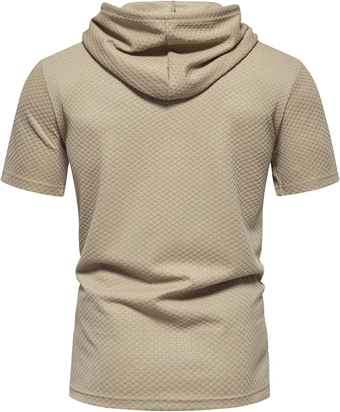 Short Sleeve Hoodies for Men Summer Waffle Tshirts Shirts Hooded with Pocket Gym Workout Pullover Tops Casual Tees