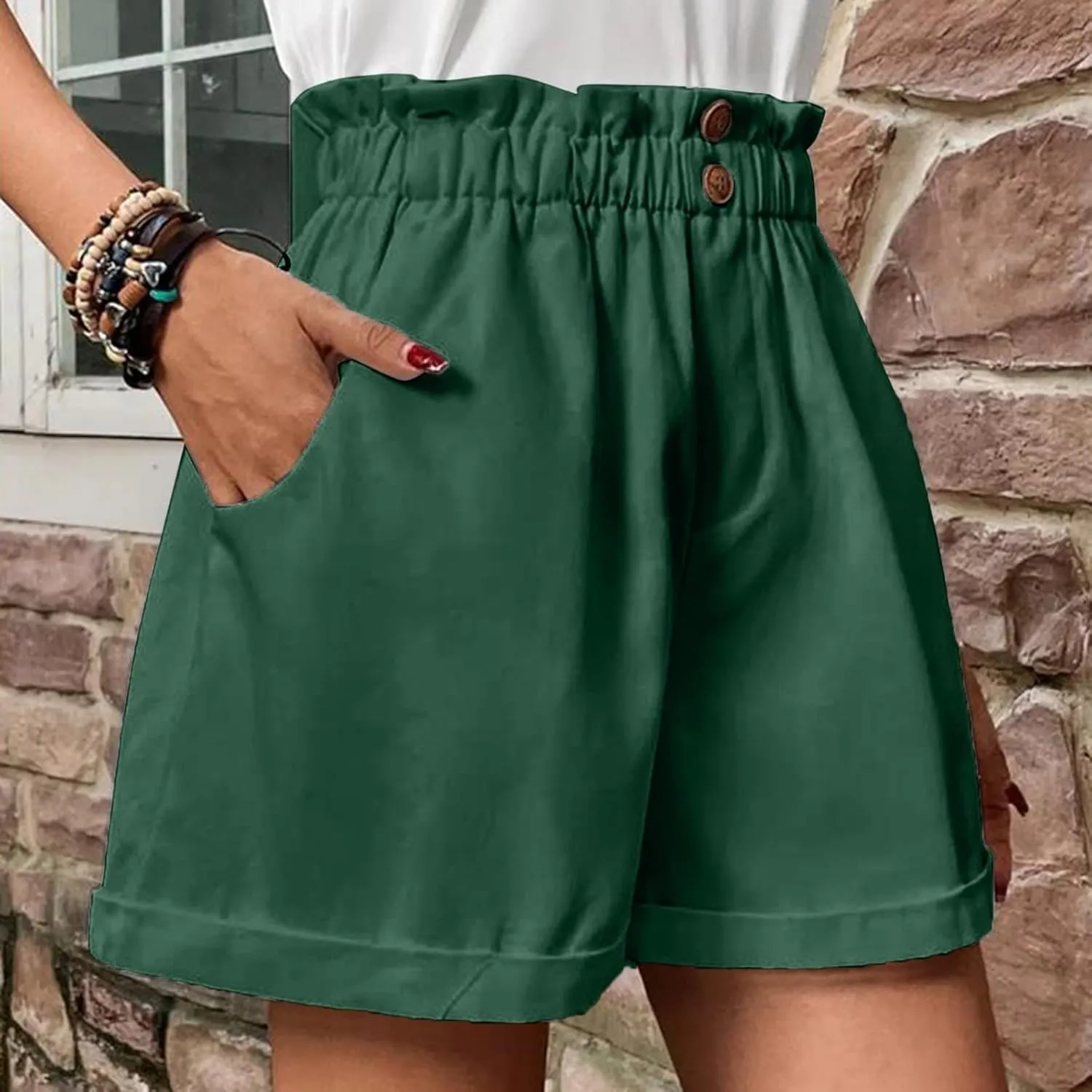 Shorts for Women Comfy Summer Shorts Elastic Waist Shorts Casual Lightweight Shorts Travel Shorts with Pockets