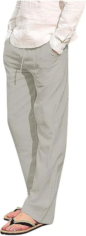 Ski Pants Men Boys Athletic Pants Low Rise Pants Men Fashion Cotton Linen Plus Size Casual Elastic Waist Pockets Long Pants
