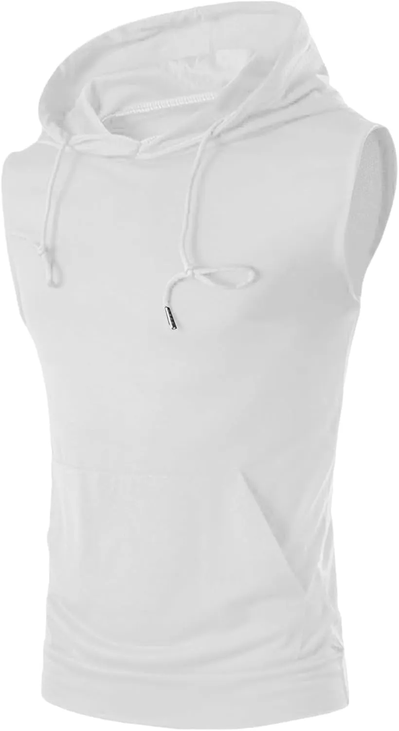 Sleeveless Hoodies for Men Summer Workout Tank Tops Hooded Solid Color Pullover Shirts Muscle Tshirt 2025 Casual Tees