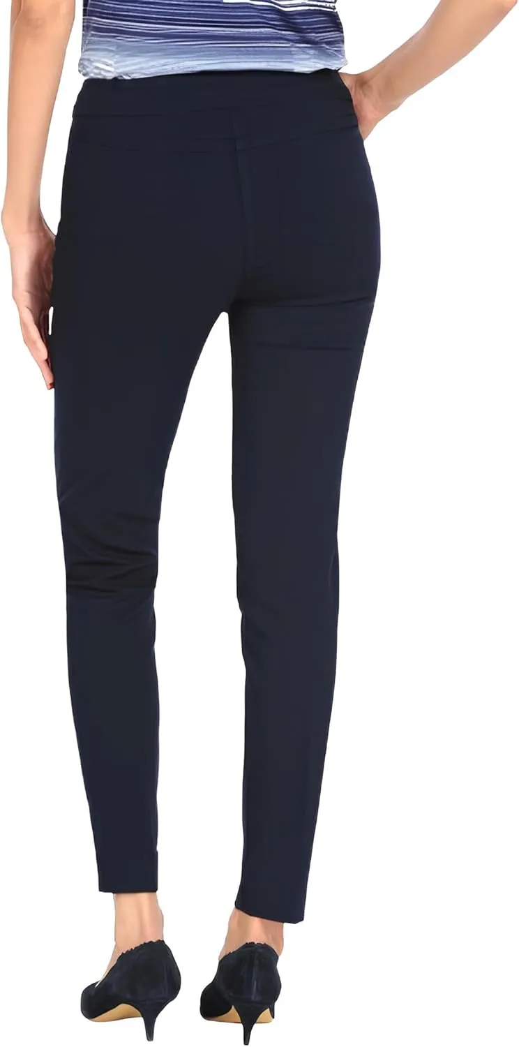 SLIM-SATION Women's Wide Band Regular Length Pull-on Straight Leg Pant with Tummy Control