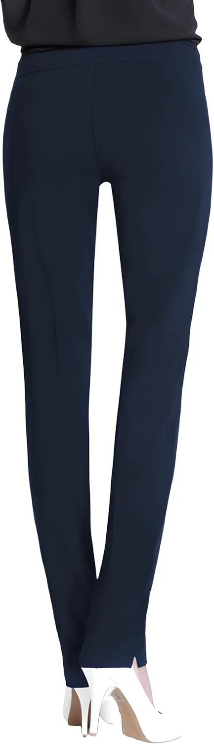 SLIM-SATION Women's Wide Band Regular Length Pull-on Straight Leg Pant with Tummy Control