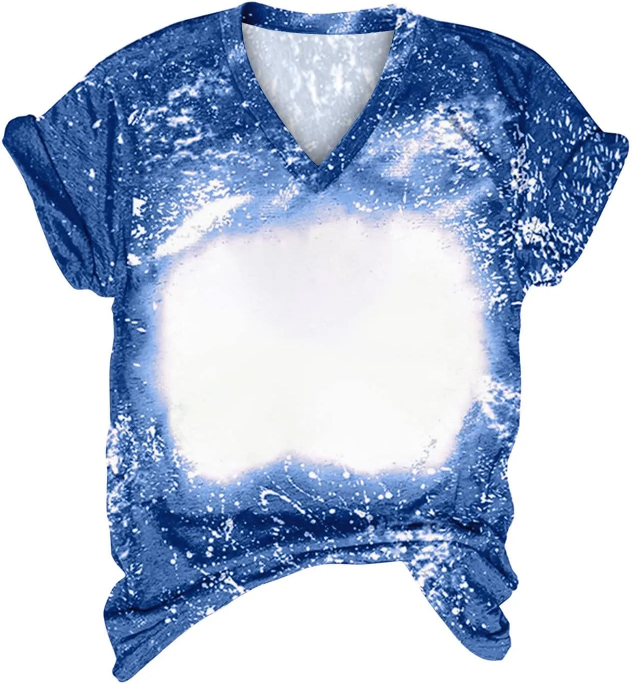 SMIDOW Sublimation Blanks Bleached T-Shirt for Women Summer Casual Loose Fit Short Sleeve v Neck Basic Tops Shirts