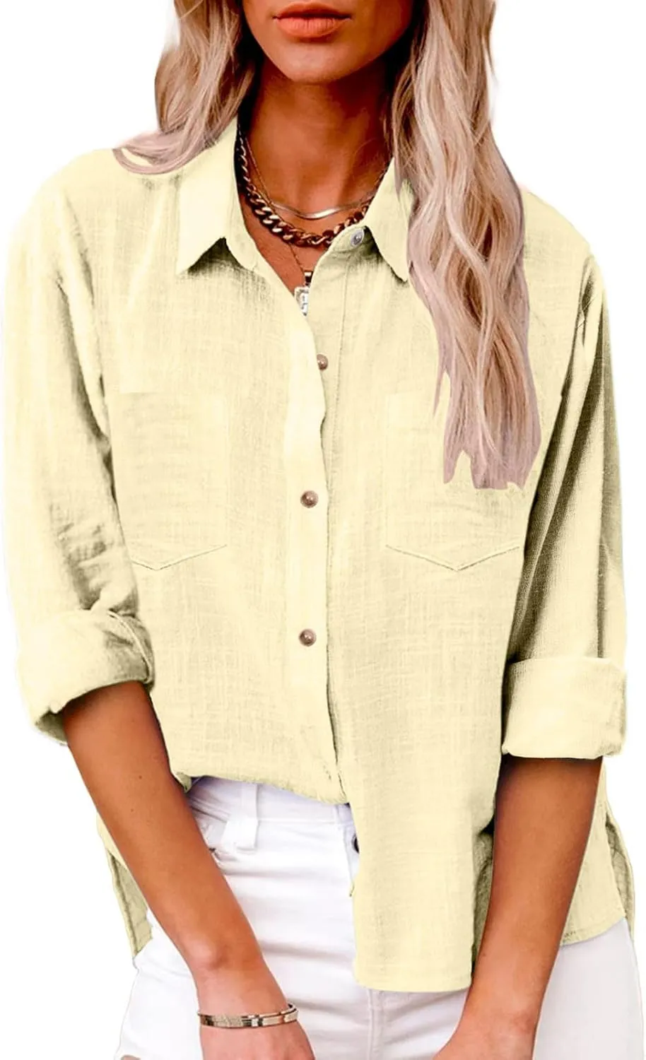Spring Tops for Women 2025 Summer Cotton Linen Shirts Long Sleeve Button Down Dressy Casual Tees Gauze Blouses Tees