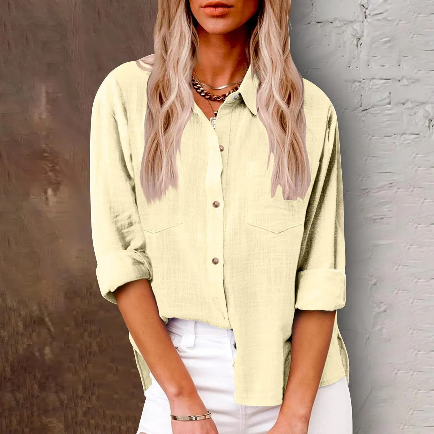 Spring Tops for Women 2025 Summer Cotton Linen Shirts Long Sleeve Button Down Dressy Casual Tees Gauze Blouses Tees