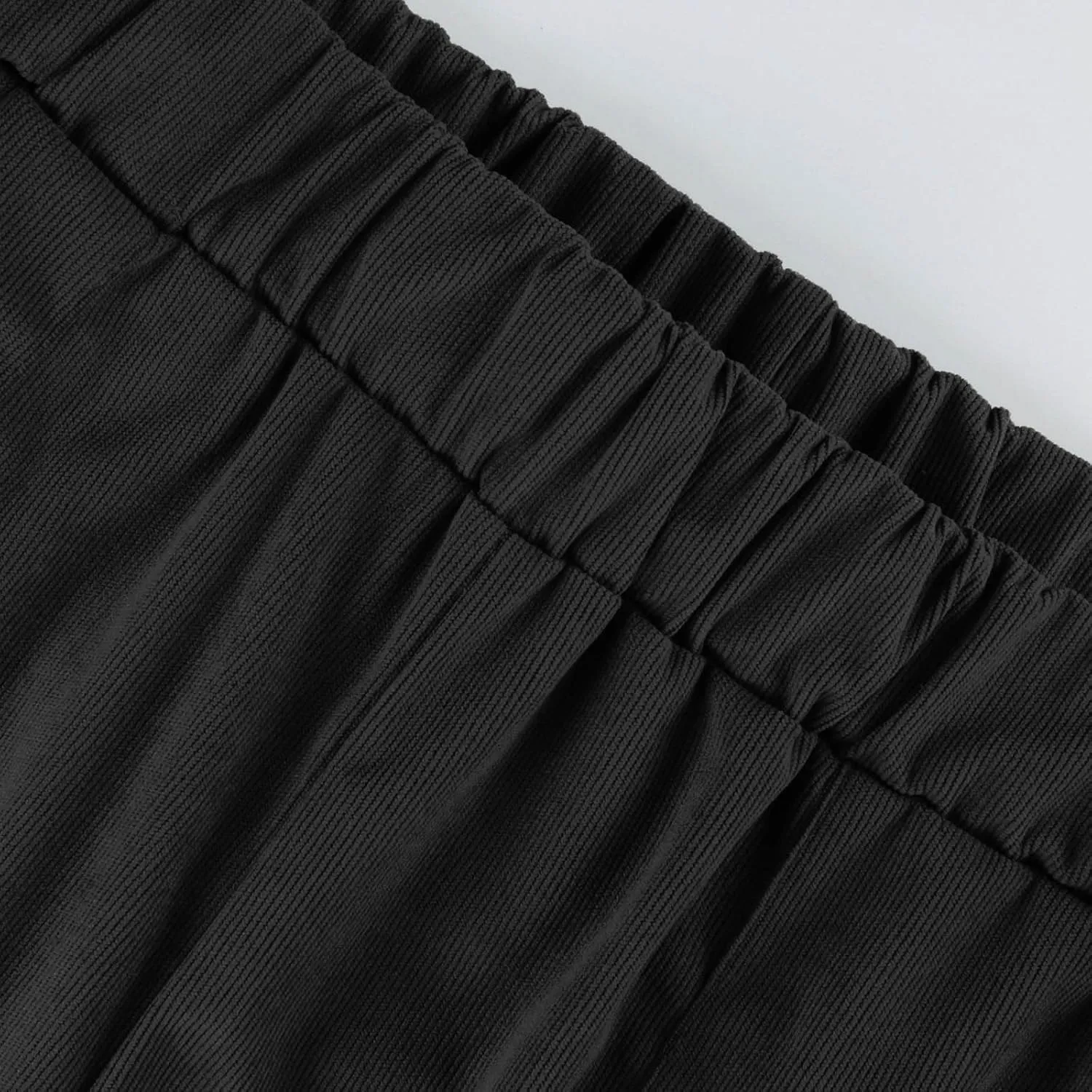 Straight Wide Leg Corduroy Pants Women Business Casual High Waisted Pull On Work Pants Comfy Soft Elastic Waist Pants